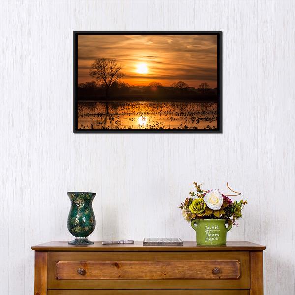 Sky Over Sea At Sunset Canvas Wall Art-1 Piece-Floating Frame-24" x 16"-Tiaracle