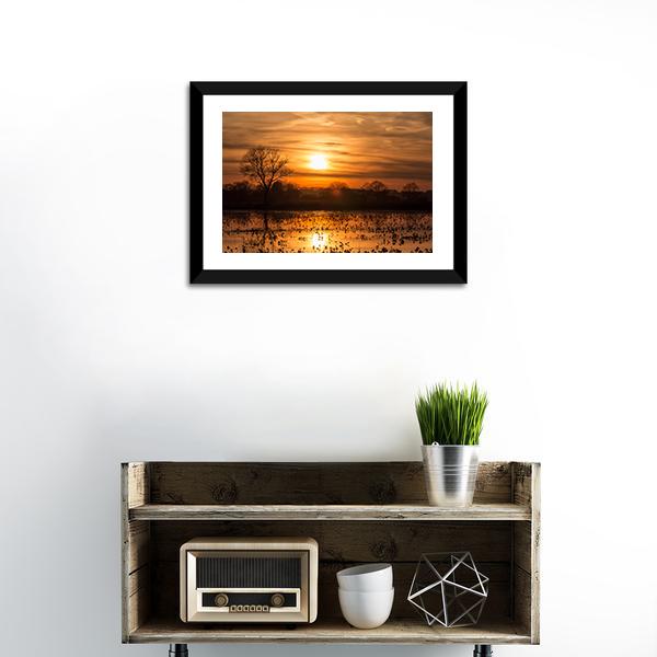 Sky Over Sea At Sunset Canvas Wall Art-1 Piece-Framed Print-20" x 16"-Tiaracle