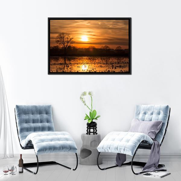 Sky Over Sea At Sunset Canvas Wall Art-3 Horizontal-Gallery Wrap-25" x 16"-Tiaracle