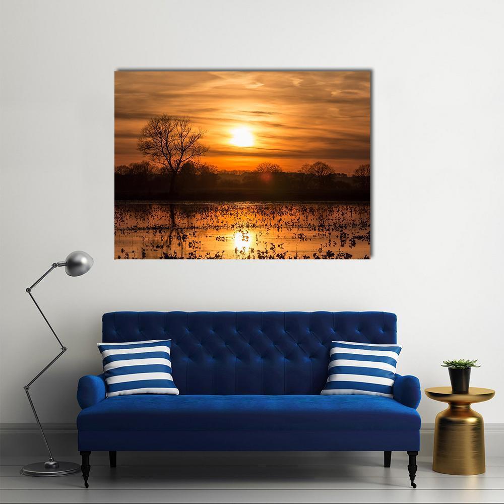 Sky Over Sea At Sunset Canvas Wall Art-1 Piece-Gallery Wrap-48" x 32"-Tiaracle