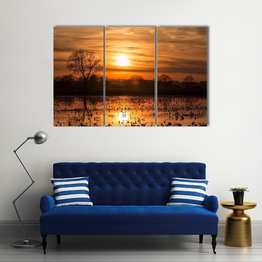 Sky Over Sea At Sunset Canvas Wall Art-3 Horizontal-Gallery Wrap-37" x 24"-Tiaracle