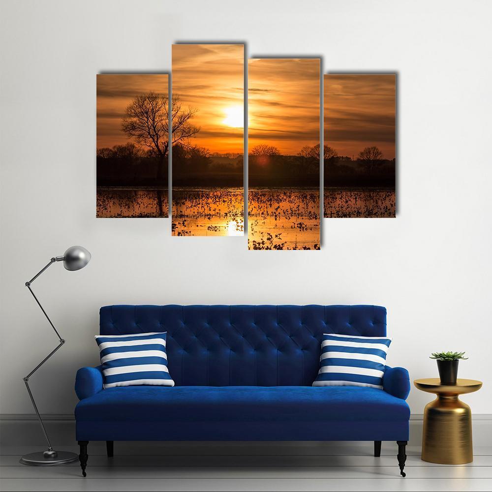 Sky Over Sea At Sunset Canvas Wall Art-4 Pop-Gallery Wrap-50" x 32"-Tiaracle