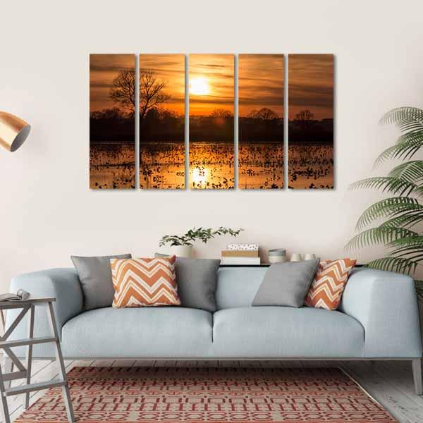 Sky Over Sea At Sunset Canvas Wall Art-5 Horizontal-Gallery Wrap-22" x 12"-Tiaracle