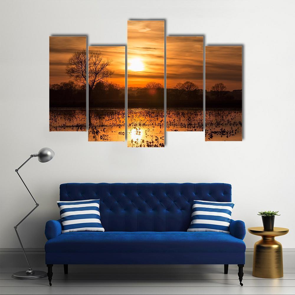 Sky Over Sea At Sunset Canvas Wall Art-5 Pop-Gallery Wrap-47" x 32"-Tiaracle