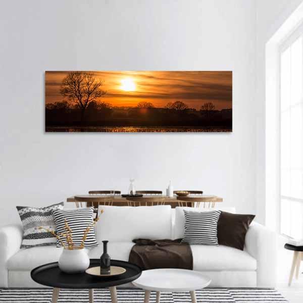 Sky Over Sea At Sunset Panoramic Canvas Wall Art-3 Piece-25" x 08"-Tiaracle