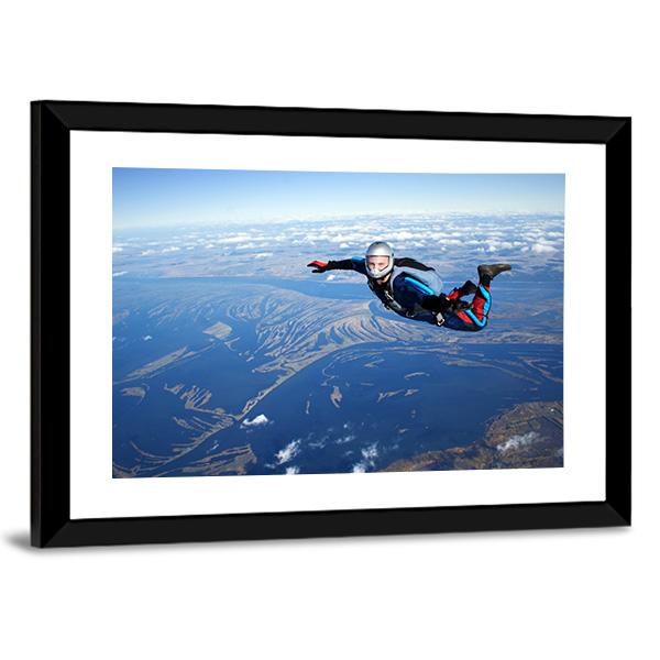 Skydiver Falls Through The Air Canvas Wall Art-3 Horizontal-Gallery Wrap-25" x 16"-Tiaracle