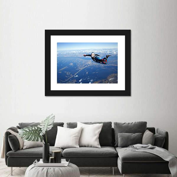Skydiver Falls Through The Air Canvas Wall Art-3 Horizontal-Gallery Wrap-25" x 16"-Tiaracle