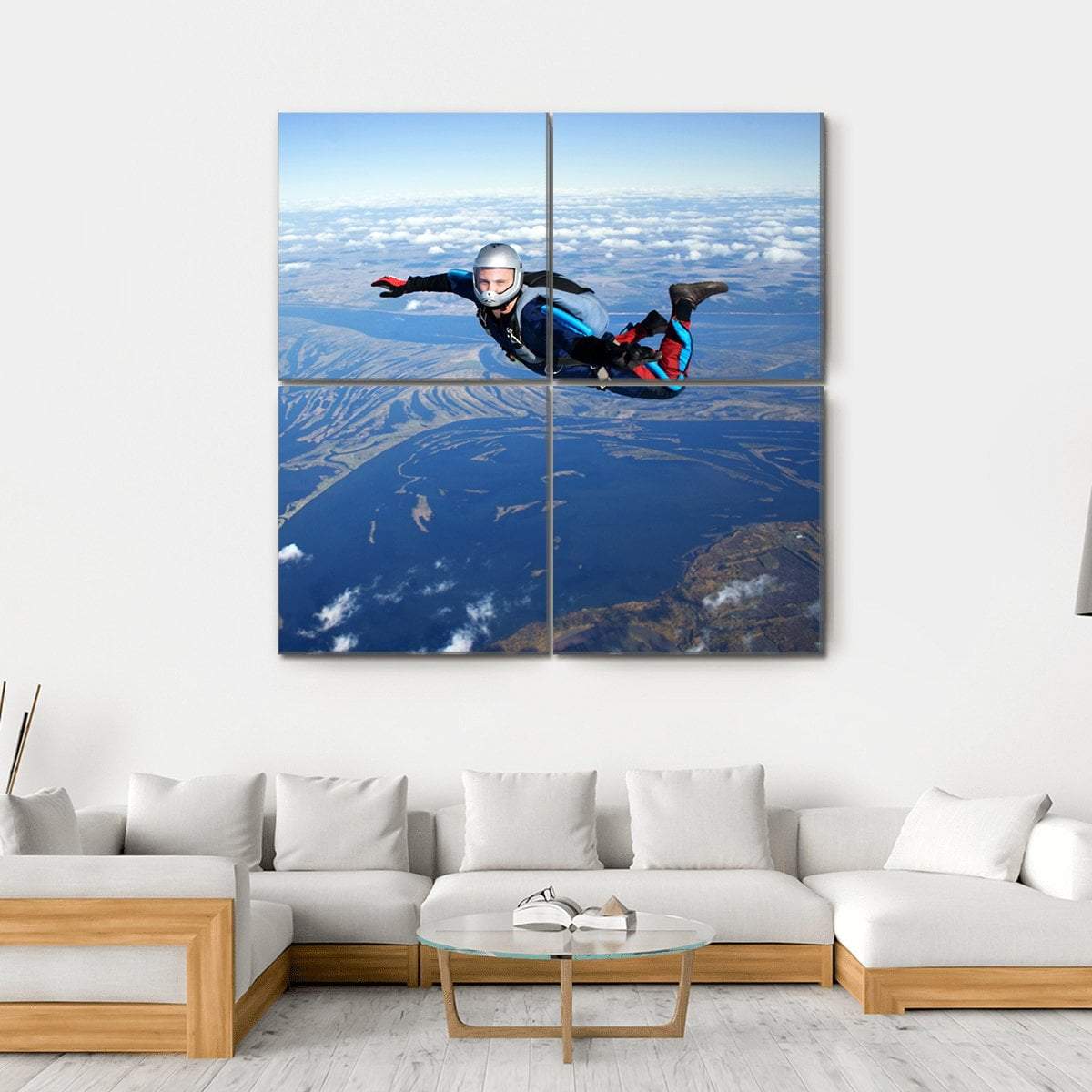 Skydiver Falls Through The Air Canvas Wall Art-4 Square-Gallery Wrap-17" x 17"-Tiaracle