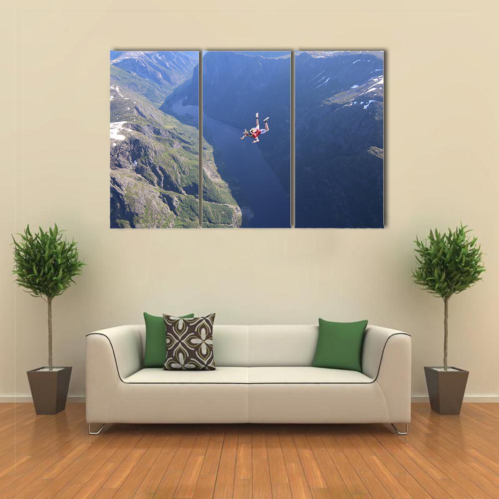 Skydiver In The Air Canvas Wall Art-3 Horizontal-Gallery Wrap-37" x 24"-Tiaracle