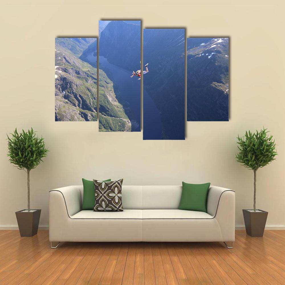 Skydiver In The Air Canvas Wall Art-4 Pop-Gallery Wrap-50" x 32"-Tiaracle