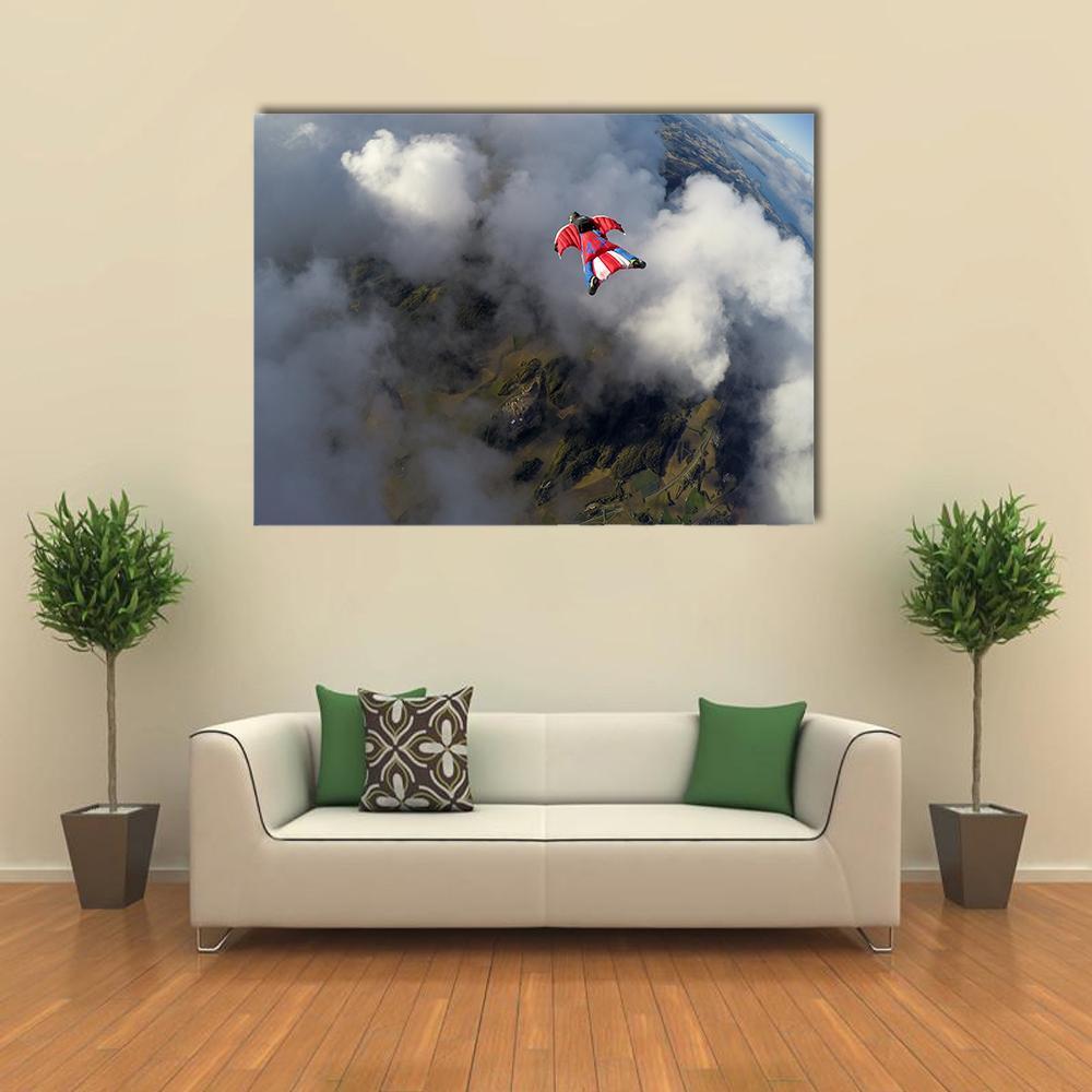 Skydiver In Wingsuit Canvas Wall Art-5 Horizontal-Gallery Wrap-22" x 12"-Tiaracle