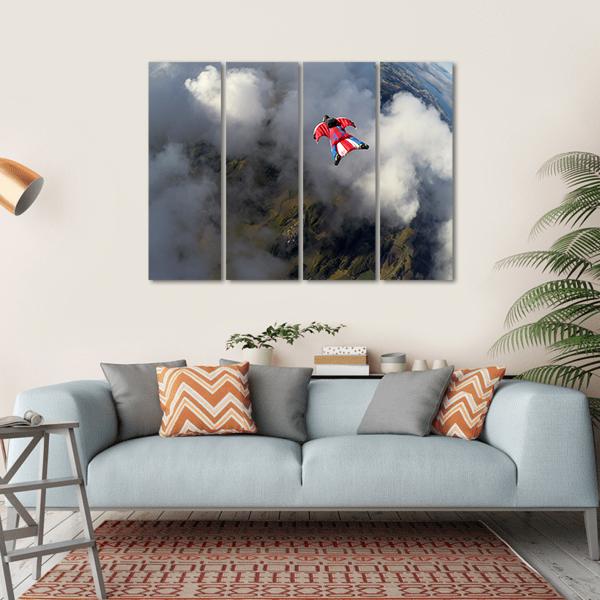 Skydiver In Wingsuit Canvas Wall Art-4 Horizontal-Gallery Wrap-34" x 24"-Tiaracle