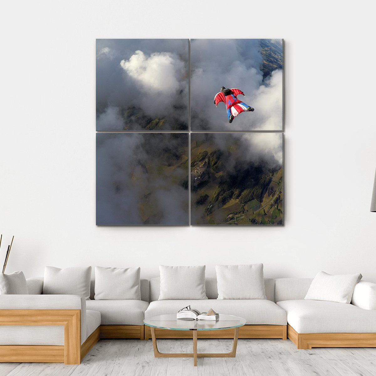 Skydiver In Wingsuit Canvas Wall Art-4 Square-Gallery Wrap-17" x 17"-Tiaracle