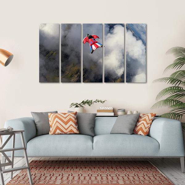 Skydiver In Wingsuit Canvas Wall Art-5 Horizontal-Gallery Wrap-22" x 12"-Tiaracle