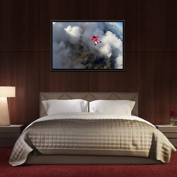 Skydiver In Wingsuit Panoramic Canvas Wall Art-1 Piece-36" x 12"-Tiaracle