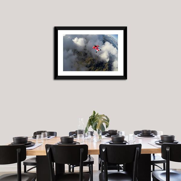 Skydiver In Wingsuit Panoramic Canvas Wall Art-1 Piece-36" x 12"-Tiaracle