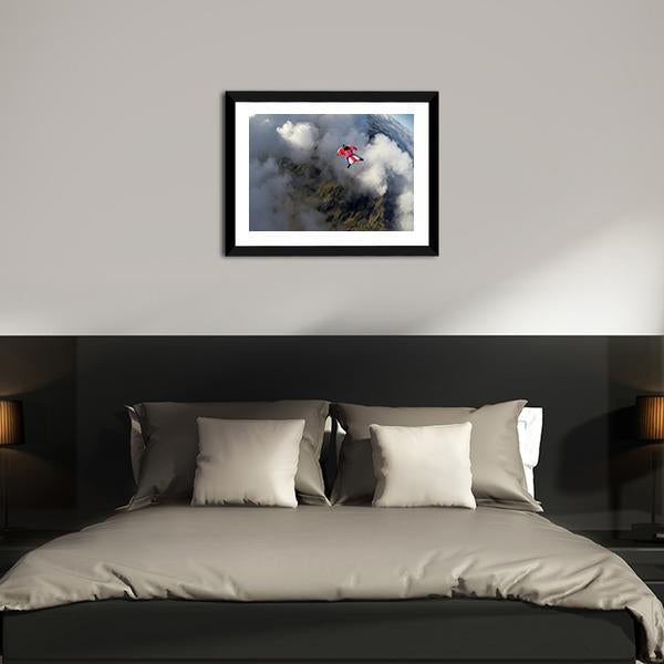 Skydiver In Wingsuit Panoramic Canvas Wall Art-1 Piece-36" x 12"-Tiaracle
