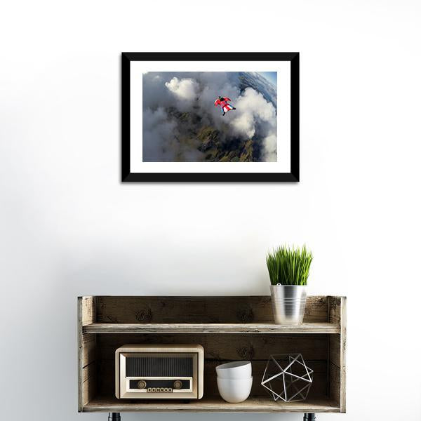 Skydiver In Wingsuit Panoramic Canvas Wall Art-1 Piece-36" x 12"-Tiaracle