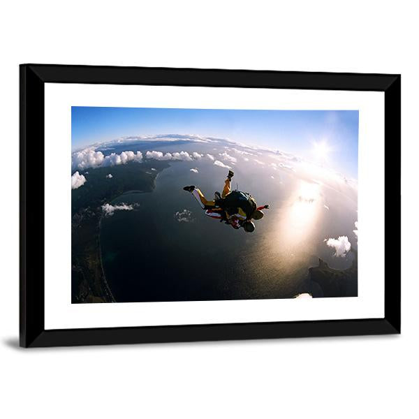 Skydivers In Action Panoramic Canvas Wall Art-1 Piece-36" x 12"-Tiaracle