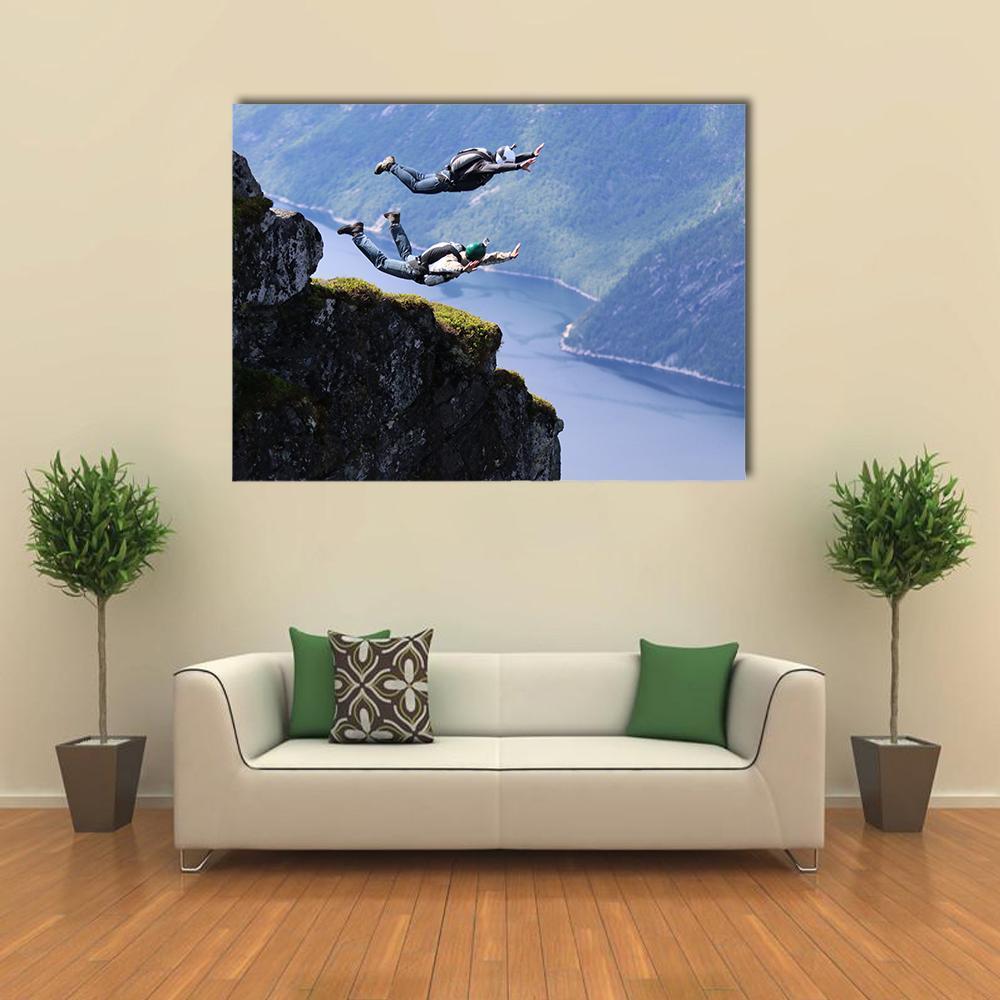 Skydiving in Norway Canvas Wall Art-1 Piece-Gallery Wrap-48" x 32"-Tiaracle