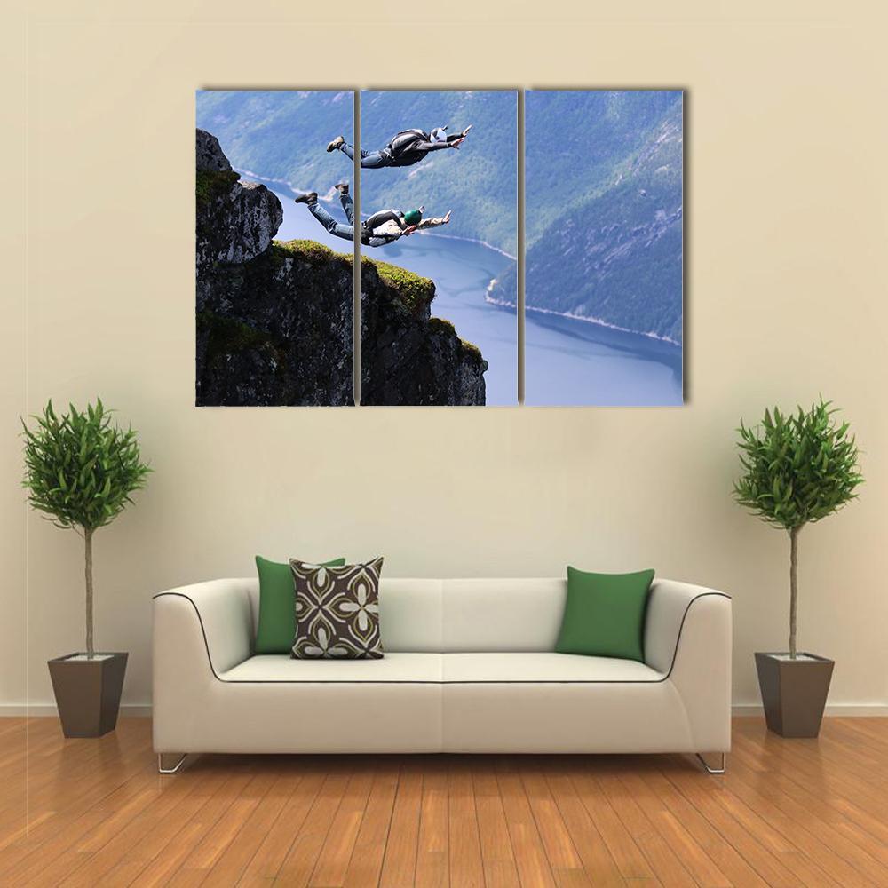 Skydiving in Norway Canvas Wall Art-3 Horizontal-Gallery Wrap-37" x 24"-Tiaracle