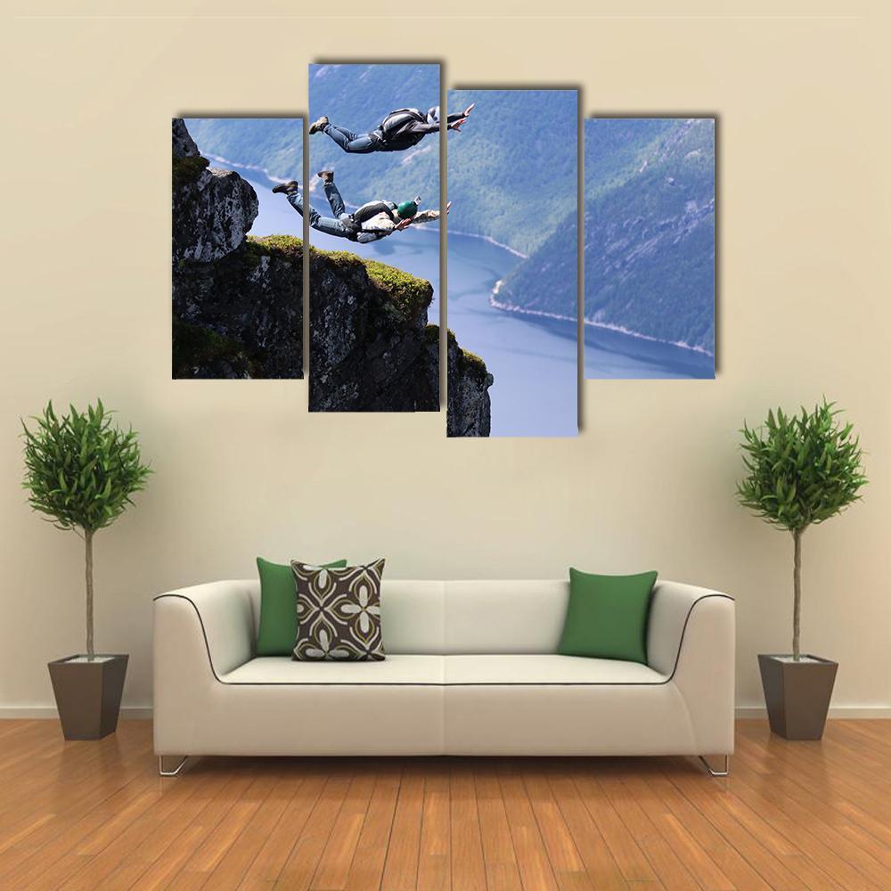 Skydiving in Norway Canvas Wall Art-4 Pop-Gallery Wrap-50" x 32"-Tiaracle