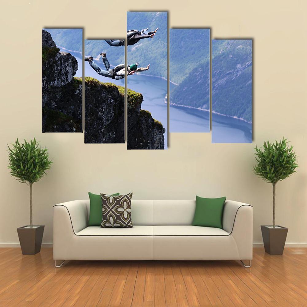 Skydiving in Norway Canvas Wall Art-5 Pop-Gallery Wrap-47" x 32"-Tiaracle