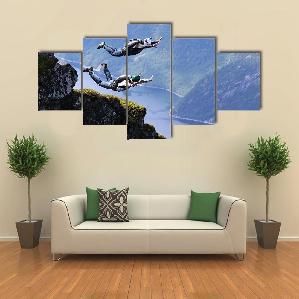 Skydiving in Norway Canvas Wall Art-5 Star-Gallery Wrap-62" x 32"-Tiaracle