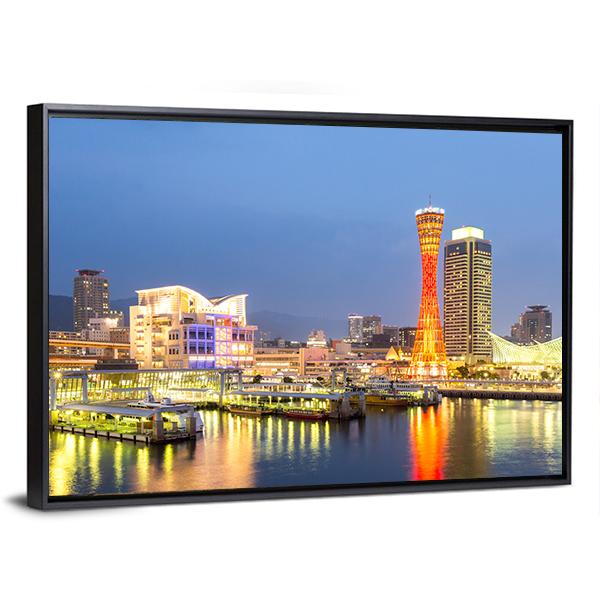 Skyline And Port Of Kobe Tower Kansai Canvas Wall Art-3 Horizontal-Gallery Wrap-25" x 16"-Tiaracle