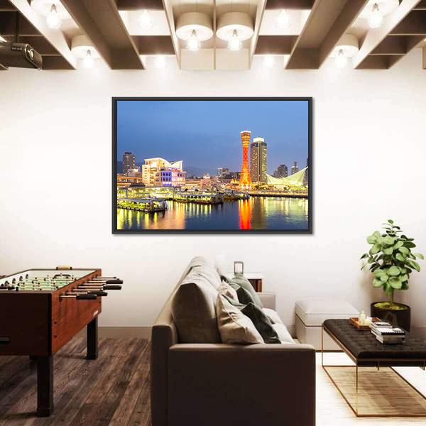 Skyline And Port Of Kobe Tower Kansai Canvas Wall Art-3 Horizontal-Gallery Wrap-25" x 16"-Tiaracle