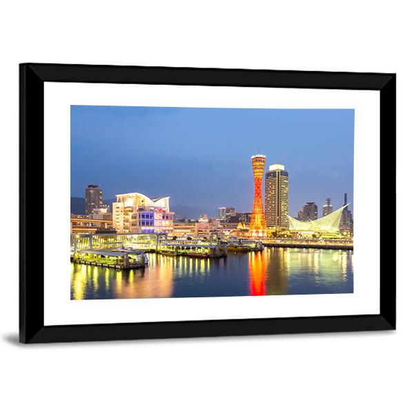 Skyline And Port Of Kobe Tower Kansai Canvas Wall Art-3 Horizontal-Gallery Wrap-25" x 16"-Tiaracle