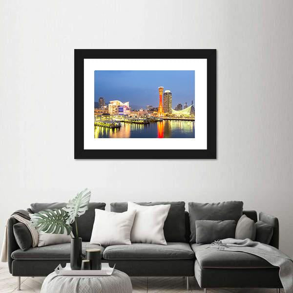 Skyline And Port Of Kobe Tower Kansai Canvas Wall Art-3 Horizontal-Gallery Wrap-25" x 16"-Tiaracle