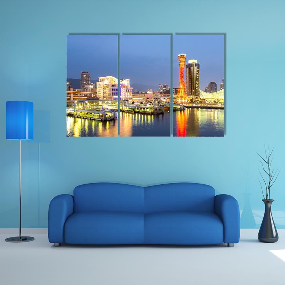 Skyline And Port Of Kobe Tower Kansai Canvas Wall Art-3 Horizontal-Gallery Wrap-37" x 24"-Tiaracle