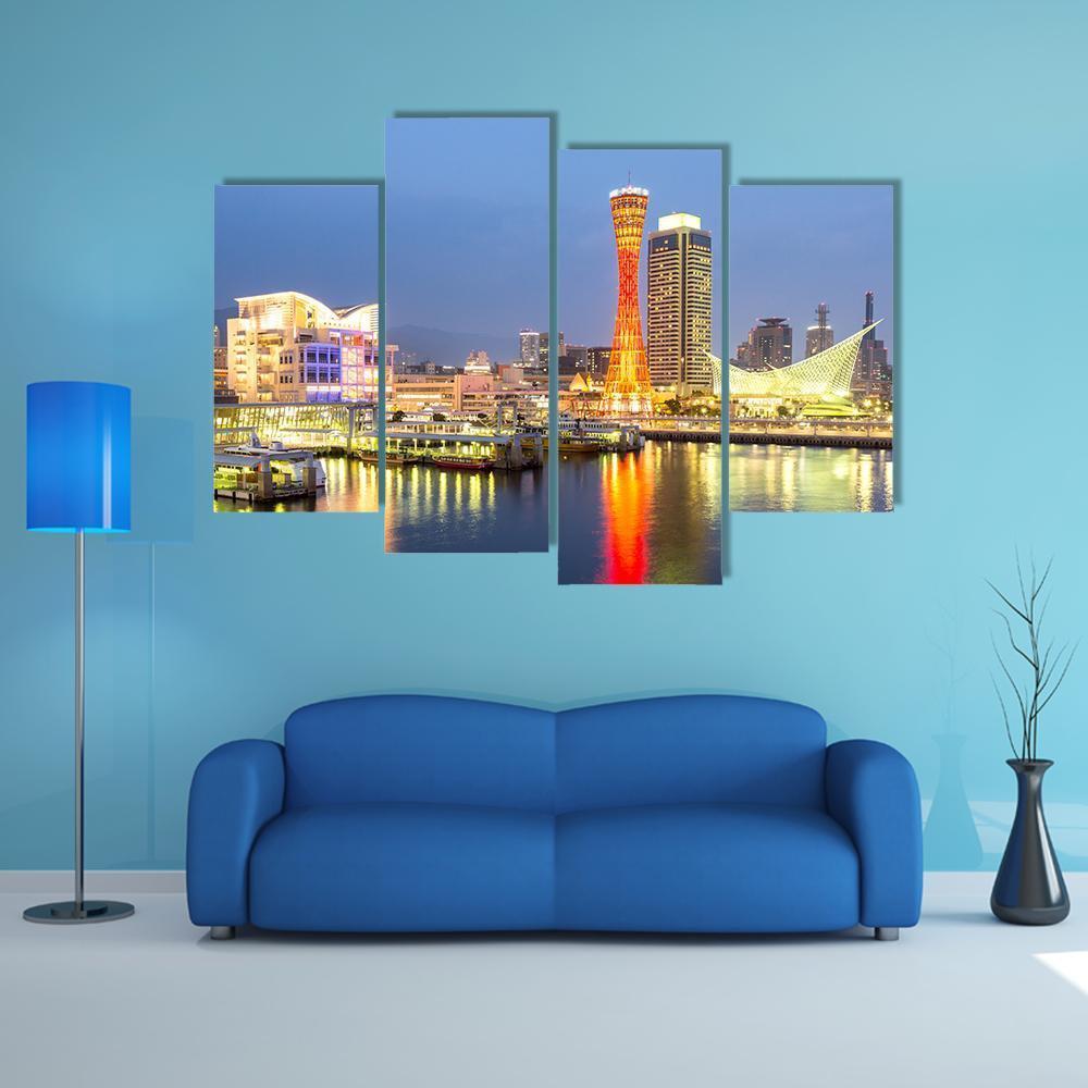 Skyline And Port Of Kobe Tower Kansai Canvas Wall Art-4 Pop-Gallery Wrap-50" x 32"-Tiaracle