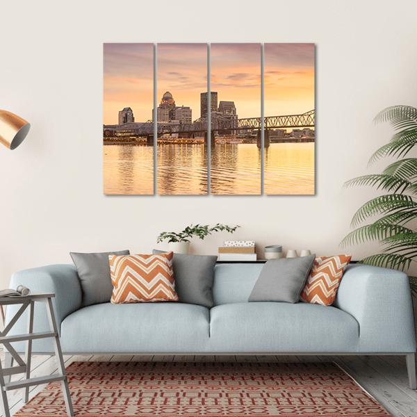 Skyline Downtown Louisville In Kentucky Canvas Wall Art-4 Horizontal-Gallery Wrap-34" x 24"-Tiaracle