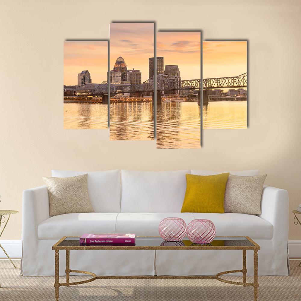 Skyline Downtown Louisville In Kentucky Canvas Wall Art-4 Pop-Gallery Wrap-34" x 20"-Tiaracle