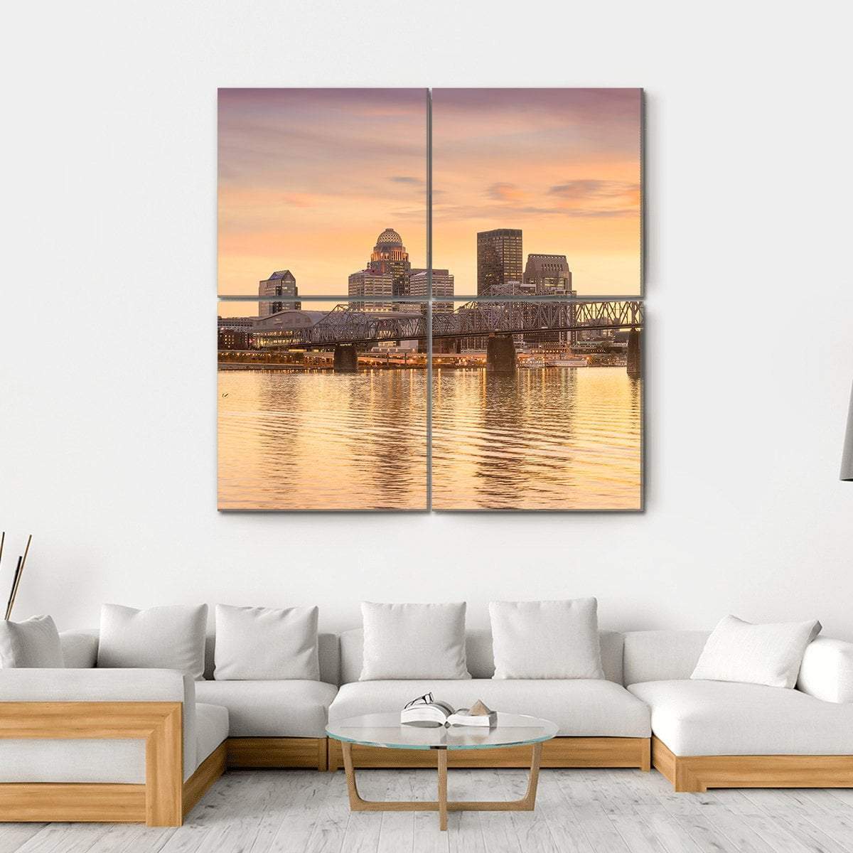 Skyline Downtown Louisville In Kentucky Canvas Wall Art-4 Square-Gallery Wrap-17" x 17"-Tiaracle