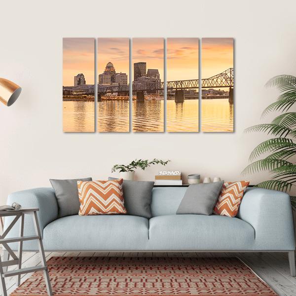 Skyline Downtown Louisville In Kentucky Canvas Wall Art-5 Horizontal-Gallery Wrap-22" x 12"-Tiaracle