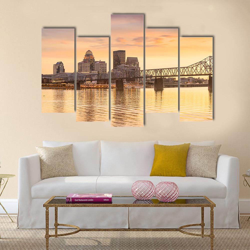 Skyline Downtown Louisville In Kentucky Canvas Wall Art-5 Pop-Gallery Wrap-32" x 21"-Tiaracle