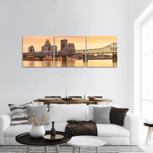 Skyline Downtown Louisville In Kentucky Panoramic Canvas Wall Art-3 Piece-25" x 08"-Tiaracle