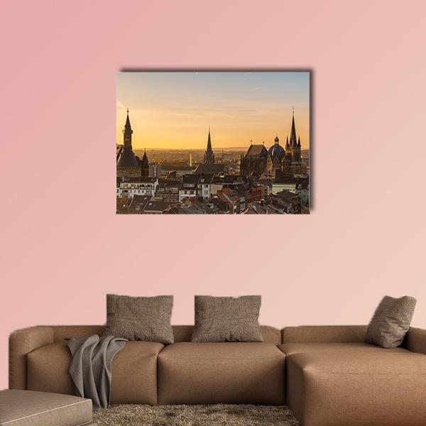 City Skyline Of Aachen Canvas Wall Art-1 Piece-Gallery Wrap-48" x 32"-Tiaracle