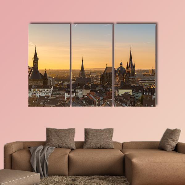 City Skyline Of Aachen Canvas Wall Art-3 Horizontal-Gallery Wrap-25" x 16"-Tiaracle