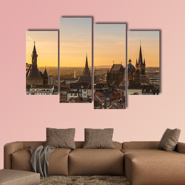 City Skyline Of Aachen Canvas Wall Art-4 Pop-Gallery Wrap-50" x 32"-Tiaracle