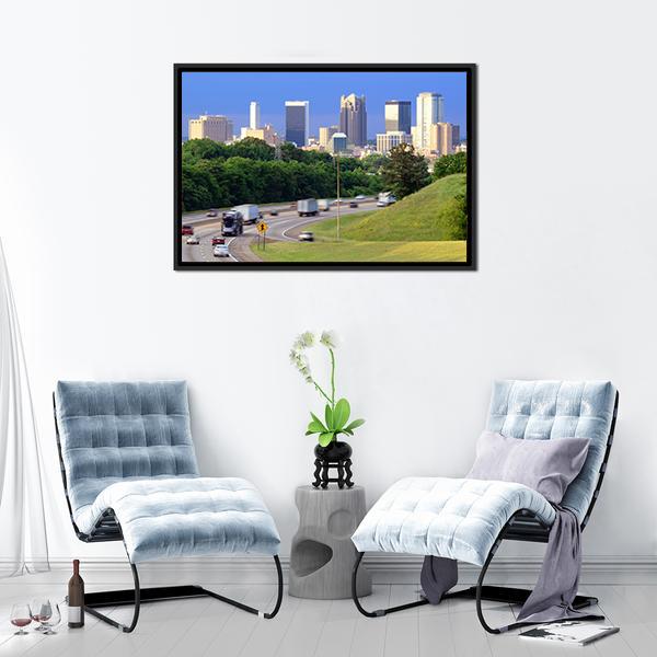 Skyline Of Alabama Canvas Wall Art-1 Piece-Floating Frame-24" x 16"-Tiaracle