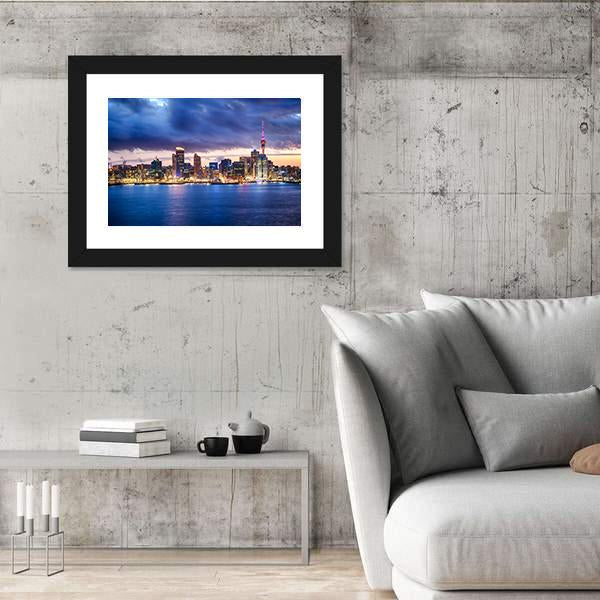 Skyline Of Auckland New Zealand Canvas Wall Art-3 Horizontal-Gallery Wrap-25" x 16"-Tiaracle