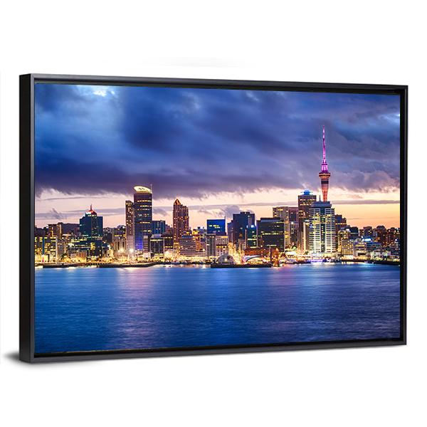 Skyline Of Auckland New Zealand Canvas Wall Art-3 Horizontal-Gallery Wrap-25" x 16"-Tiaracle