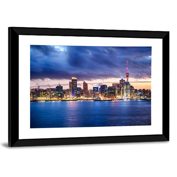 Skyline Of Auckland New Zealand Canvas Wall Art-3 Horizontal-Gallery Wrap-25" x 16"-Tiaracle