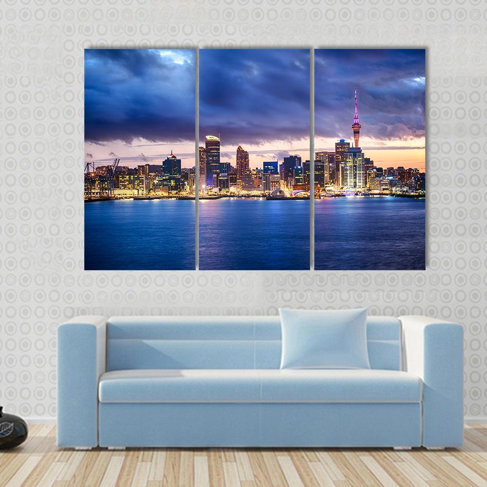 Skyline Of Auckland New Zealand Canvas Wall Art-3 Horizontal-Gallery Wrap-37" x 24"-Tiaracle