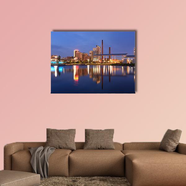 Skyline Of Birmingham Alabama From Railroad Park Canvas Wall Art-1 Piece-Gallery Wrap-48" x 32"-Tiaracle