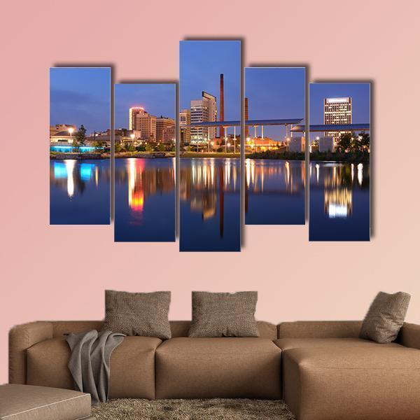 Skyline Of Birmingham Alabama From Railroad Park Canvas Wall Art-5 Pop-Gallery Wrap-47" x 32"-Tiaracle